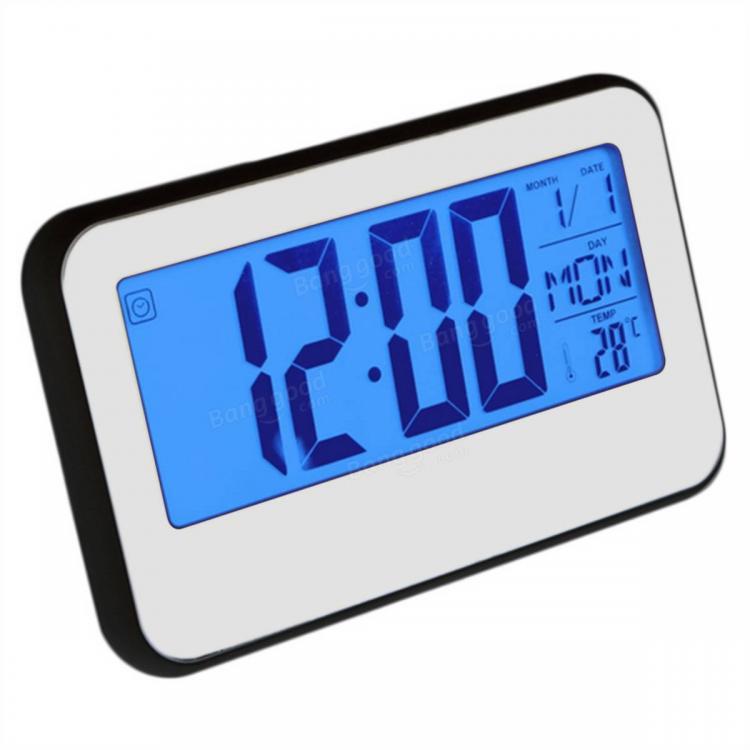 shopping גאדג׳טים LCD Display Digital Alarm Clock Sound Controlled With Thermometer Backlight Snooze