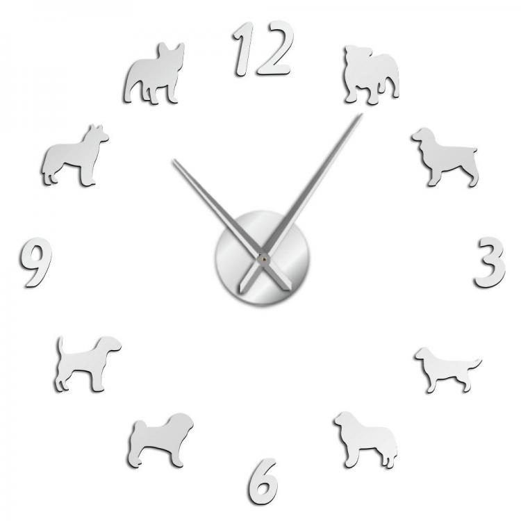 shopping גאדג׳טים Different Dog Breeds Large Wall Clock Dog Lovers Pet Owners Home Decor Giant Wall Clock Modern Design DIY Puppies Wall Watch