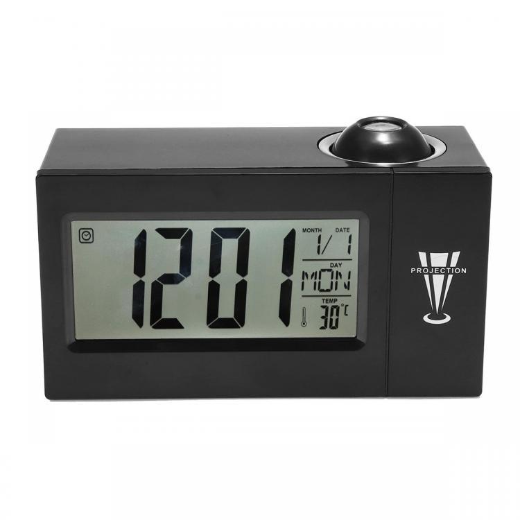 shopping גאדג׳טים Snooze Alarm Clock Backlight Wall Projector Projection Clocks With Thermometer 12/24 Hour Calendar
