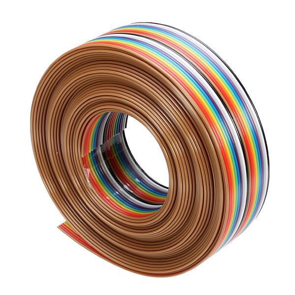 shopping אלקטרוניקה וערכות עשה זאת בעצמך Geekcreit&reg; 5M 1.27mm 20P Jumper Cable DuPont Wire Rainbow Flat Wire Support Wire Soldered