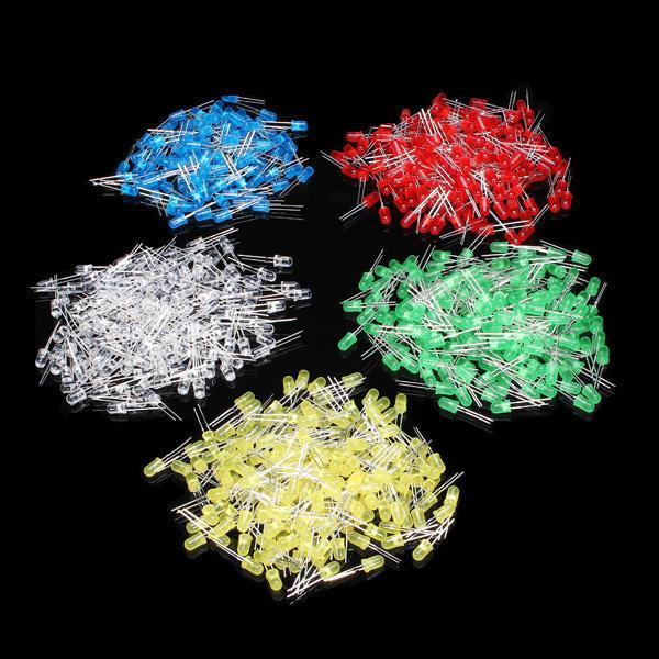 shopping אלקטרוניקה וערכות עשה זאת בעצמך 500Pcs 5MM LED Diode Kit Mixed Color Red Green Yellow Blue White
