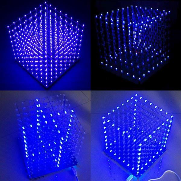 shopping אלקטרוניקה וערכות עשה זאת בעצמך Geekcreit&reg; 8x8x8 LED Cube 3D Light Square Blue LED Flash Electronic DIY Kit