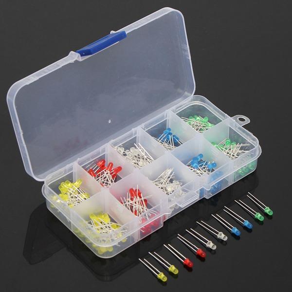 shopping אלקטרוניקה וערכות עשה זאת בעצמך 200Pcs 3MM LED Light Assorted Kit Red Green Blue Yellow White DIY LEDs Set