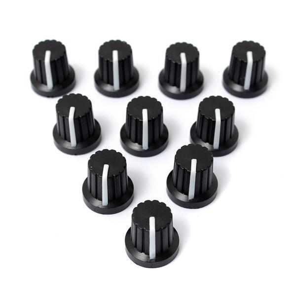 shopping אלקטרוניקה וערכות עשה זאת בעצמך 10pcs 6mm Shaft Hole Dia Plastic Threaded knurled Potentiometer Knobs Caps