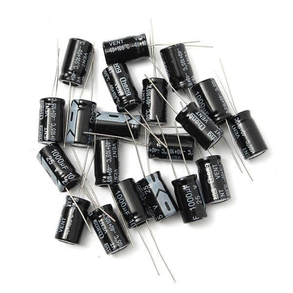 shopping אלקטרוניקה וערכות עשה זאת בעצמך 20pcs 1000uF 25V Radial Electrolytic Capacitor 10 x 17mm 105&deg;C