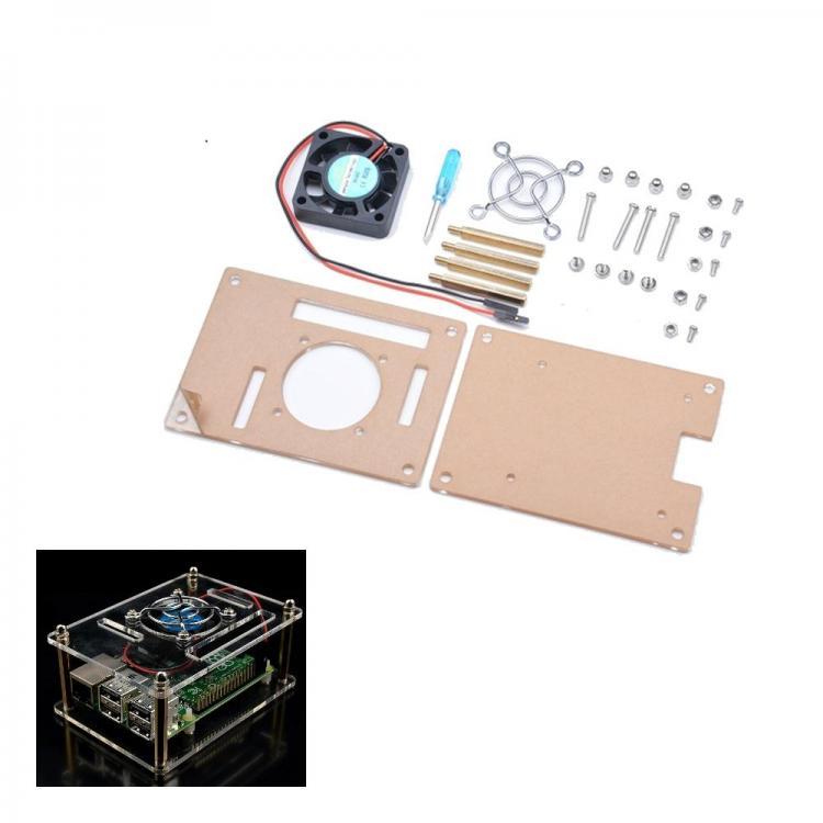 shopping אלקטרוניקה וערכות עשה זאת בעצמך Geekcreit&reg; Transparent Acrylic Case + Cooling System External Fan + Screwdriver Tool For Raspberry Pi 4/3/2/B/B+