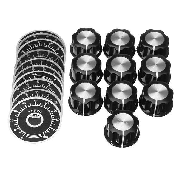 shopping אלקטרוניקה וערכות עשה זאת בעצמך 10 Sets MF-A03 Bakelite Potentiometer Knob Cap Hat + 0-100 Digital Dial Scale Plate