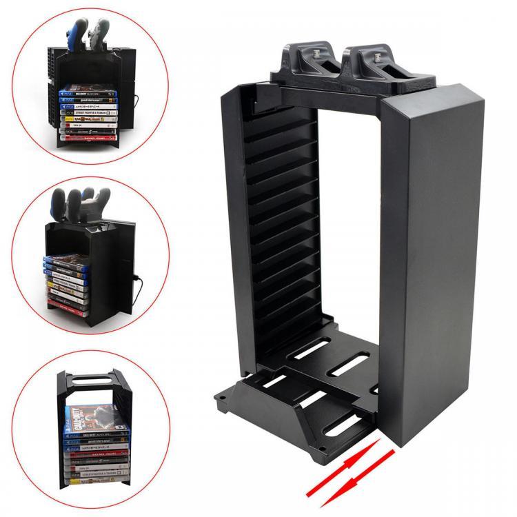shopping משחקי וידאו וציוד Multifunctional Storage 2 Game Controller Charging Stand Dock Station for PS4
