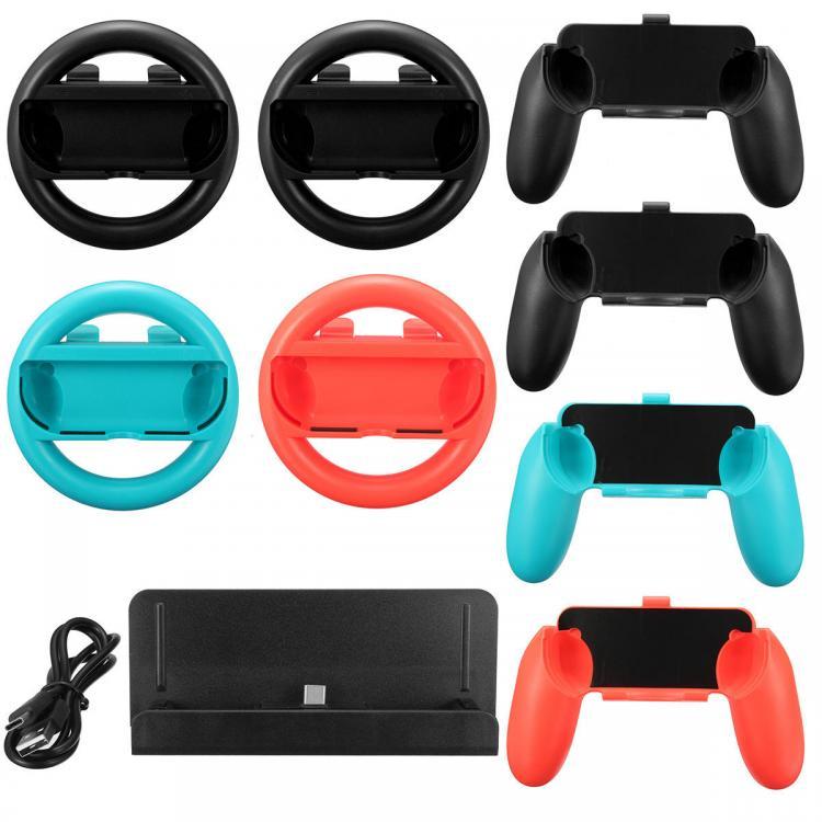 shopping משחקי וידאו וציוד 10 in 1 Charging Stand Controller Grip Holder Steering Wheel For Nintendo Switch