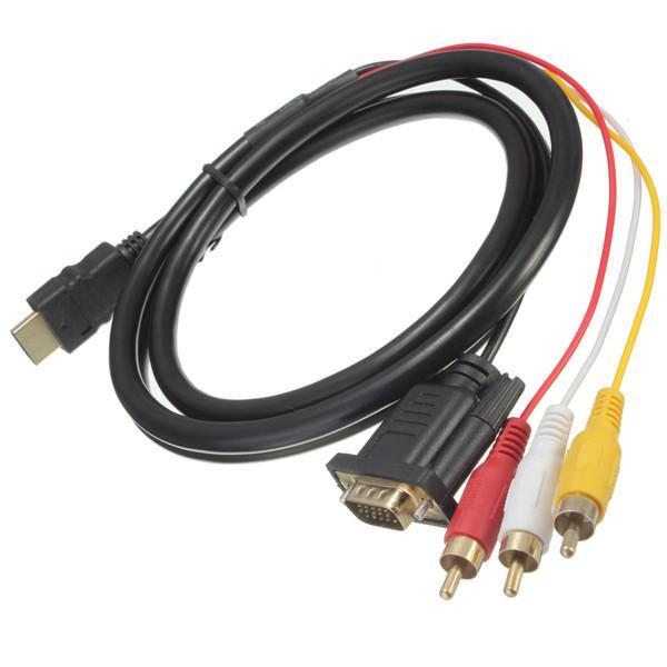 shopping אבטחה והגנה 1.5m 5Ft HDTV HDMI to VGA HD-15 3 RCA Converter Adapter Connector Wire