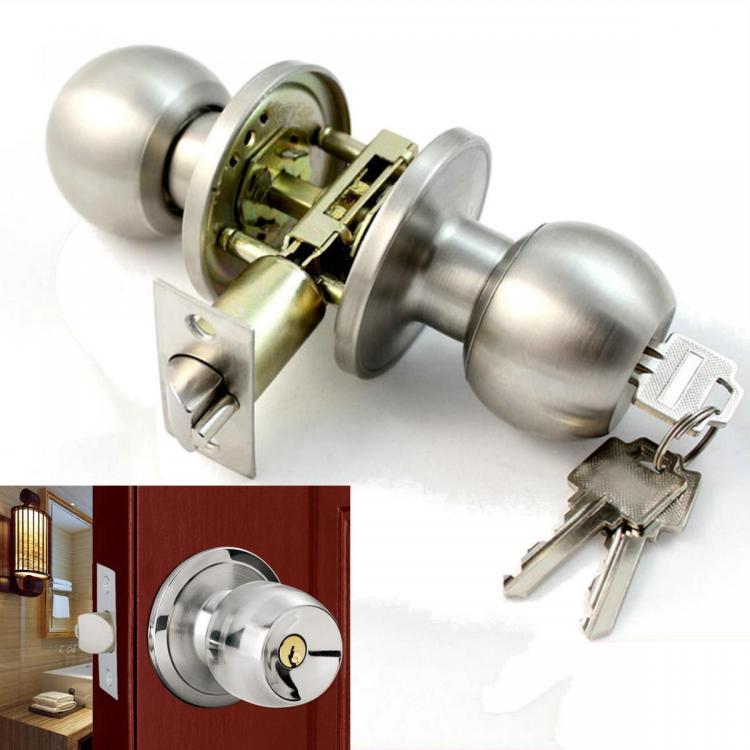 shopping אבטחה והגנה Stainless Steel Bathroom Round Door Knobs Set Handle Entrance Lock With Key