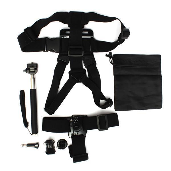 shopping צילום ומצלמות 6 In 1 Chest Harness Head Strap Mount Monopod Tripod Adapter For Gopro Xiaomi Yi SJcam