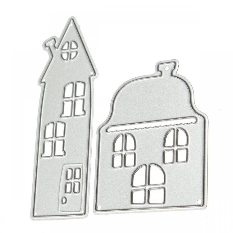 shopping צילום ומצלמות 2 in 1 Tall Building Small House Cabin Metal Scrapbook Photo Album Paper Work DIY Cutting Dies