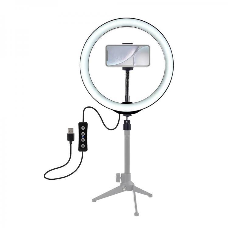 shopping צילום ומצלמות PULUZ PU397 10 Inch 3200K-6500K Dimmable LED Video Ring Light with Phone Clip for Selfie Vlog Tik Tok Youtube Live Streaming