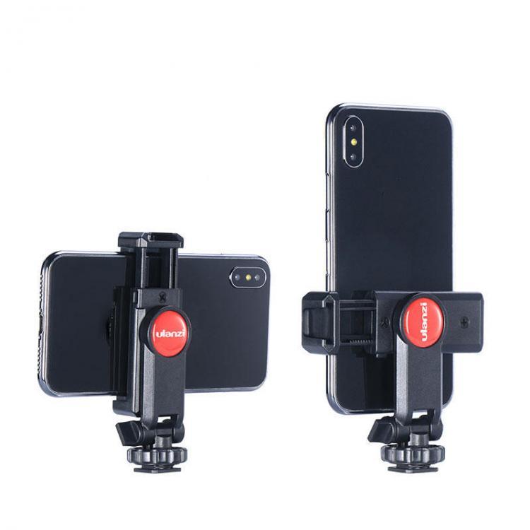 shopping צילום ומצלמות Ulanzi ST-06 360 Degree Rotation Vertical Bracket Phone Clip Holder Clamp Mount with Cold Shoe