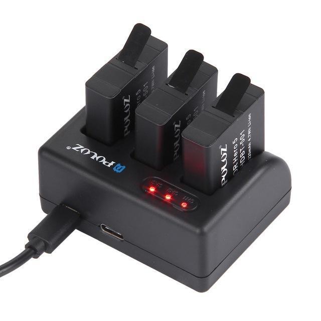 shopping צילום ומצלמות PULUZ PU185 3-channel Battery Charger Micro USB Type-C Port for GoPro HERO5 AHDBT-501