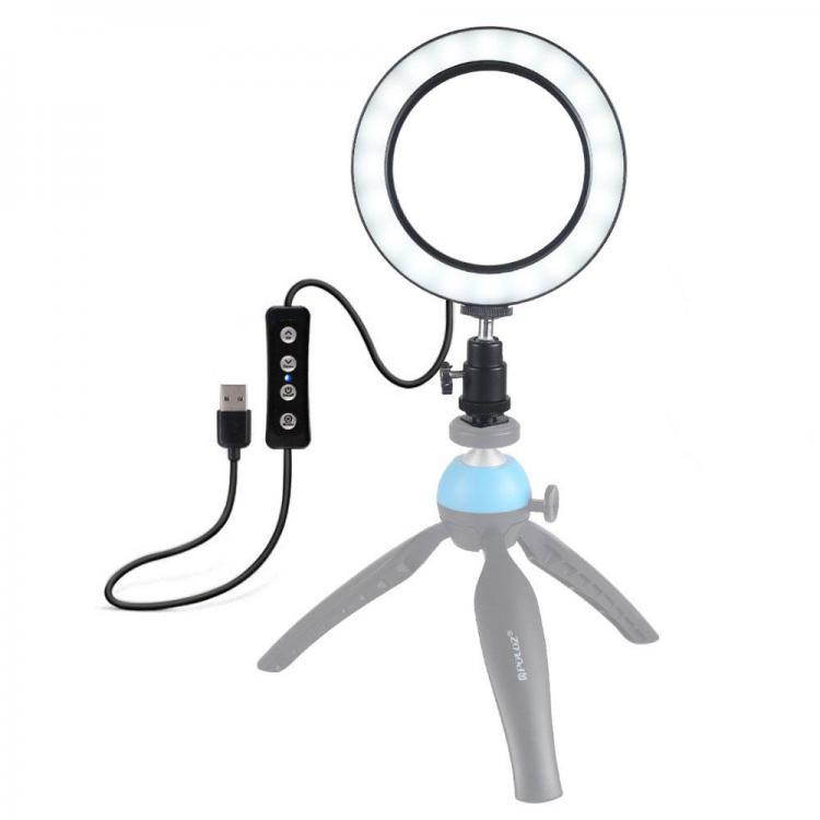 shopping צילום ומצלמות Puluz PU378 USB 6.2 Inch 3 Modes 3200K-5500K Dimmable LED Video Ring Light with Cold Shoe Tripod Ball Head for Youtube Tiktok Live