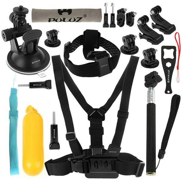 shopping צילום ומצלמות PULUZ Harness Chest Belt Head Mount Strap Monopod for Xiaomi Yi Gopro Camera Accessories Set