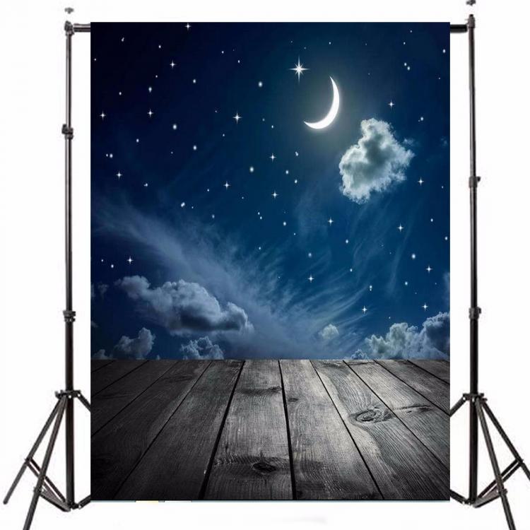 shopping צילום ומצלמות 3x5FT Vinyl Moon Night Sky Star Wood Floor Photography Backdrop Background Studio Prop