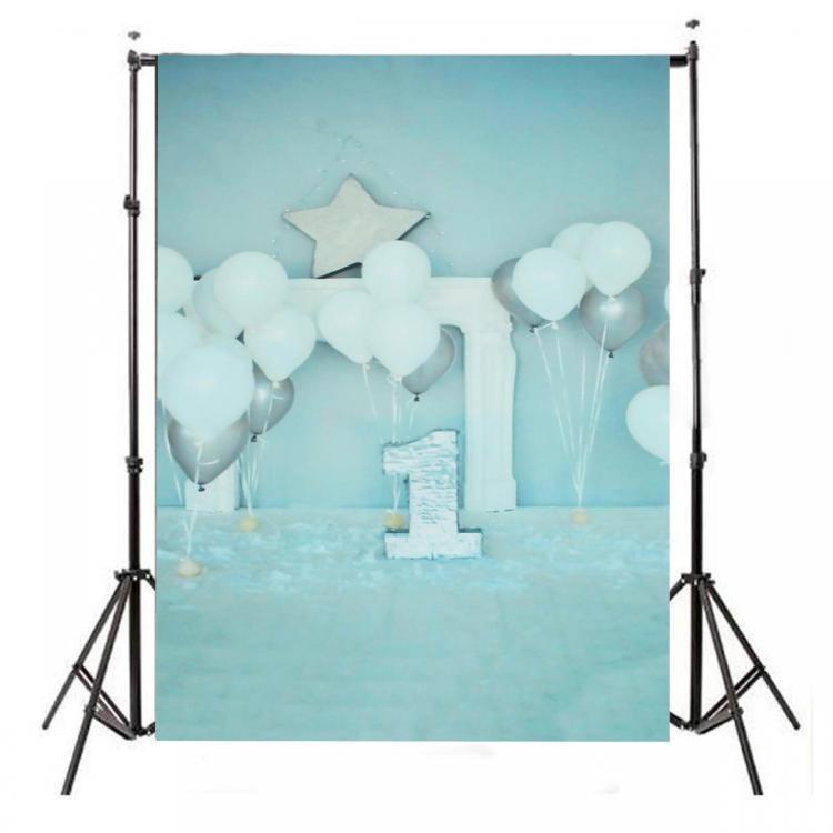 shopping צילום ומצלמות 5x7FT Blue Balloon Birthday Celebrating Theme Photography Backdrop Studio Prop Background