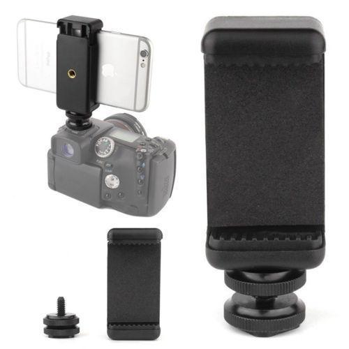 shopping צילום ומצלמות 1/4 inch Phone Clip Holder with Flash Hot Shoe Screw Adapter Tripod Mount for Camera