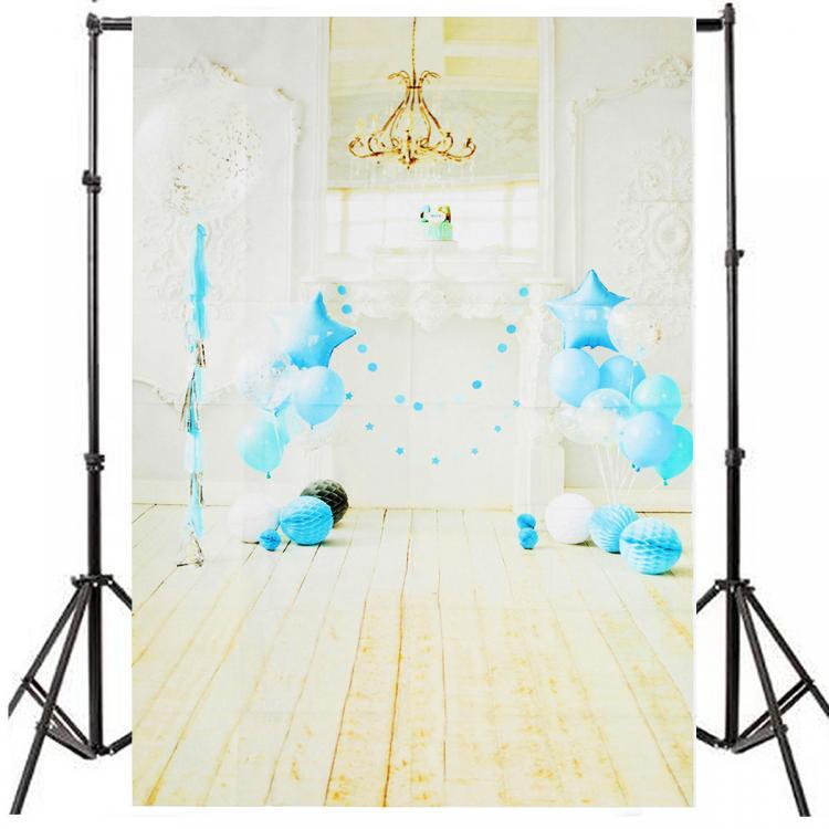 shopping צילום ומצלמות 5x7FT White Room Blue Balloon Birthday Theme Photography Backdrop Studio Prop Background