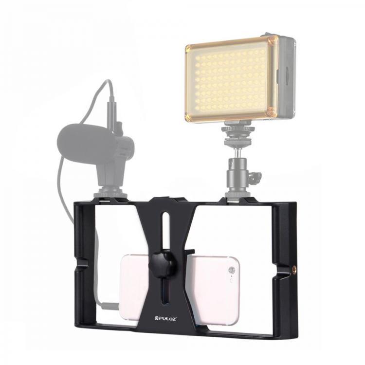 shopping צילום ומצלמות PULUZ PU3007 Film Making Handheld Stabilizer Rig Phone Holder with Cold Shoe Mount for Smartphone Photography