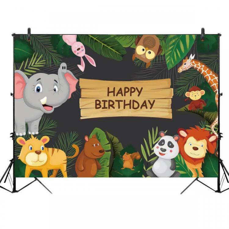 shopping צילום ומצלמות 5x3FT 7x5FT 9x6FT Happy Birthday Jungle Elephant Panda Photography Backdrop Background Studio Prop