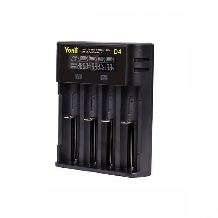 shopping סוללות ומטענים D4 Smart Battery Charger 4 Slot Intelligent Charging for Ni-MH A AA AAA Li-ion 18650 26650 20700 21700 SC C F6 Battery