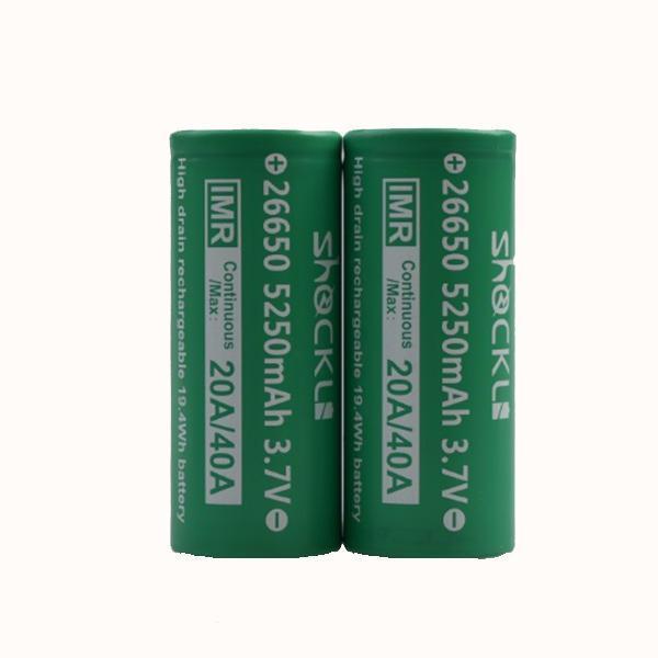 shopping סוללות ומטענים 2PCS Shockli IMR 26650 3.7V 5250mah 20A Discharge Rechargeable Li-ion Battery-Flat top