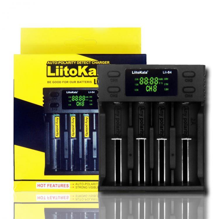 shopping סוללות ומטענים LiitoKala LII-S4 LCD Battery Charger 3.7V 18650 18350 18500 16340 21700 20700B 20700 14500 26650 1.2V AA AAA Smart Charger