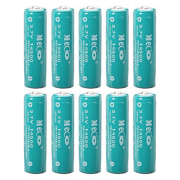 shopping סוללות ומטענים 10pcs MECO 3.7V 1200mAh Rechargeable 14500 Li-ion Battery