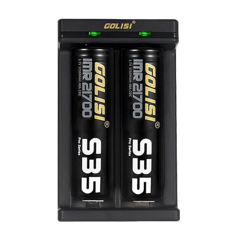 shopping סוללות ומטענים Golisi Needle 2 LED Indi USB Port Smart Lite Battery Charger For Li-ion Battery 2Slots
