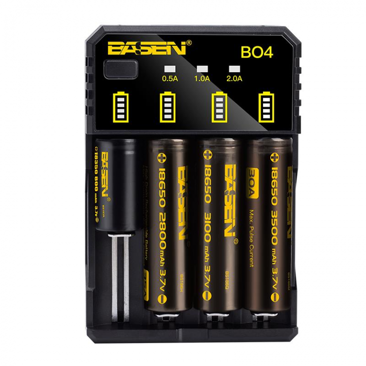 shopping סוללות ומטענים Basen BO4 4Colors Smart Li-ion Battery Charger for 14500 18650 26650 21700 Battery
