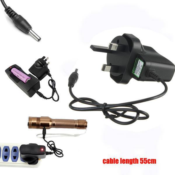 shopping סוללות ומטענים Universal 3.5mm UK Plug AC Charger For LED Flashlight Headlamp 55cm