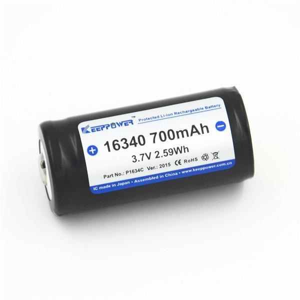 shopping סוללות ומטענים 1Pcs KeepPower 16340 700mAh protected li-ion rechargeable battery 3.7V P1634C