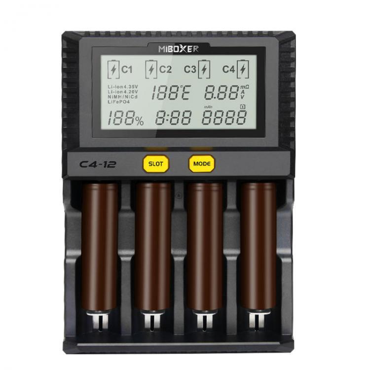 shopping סוללות ומטענים Miboxer New C4-12 LCD Adjustable Intelligent Battery Charger 4 Slots Multiple Battery For 18650 26650 AAA Li-ion Ni-MH Ni-Cd Batte