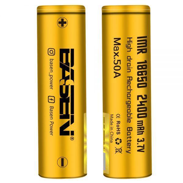 shopping סוללות ומטענים BASEN 2 Pcs 18650 Battery 2400mAh 50A Rechargeable Li-ion Battery For Camping Hunting Cycling