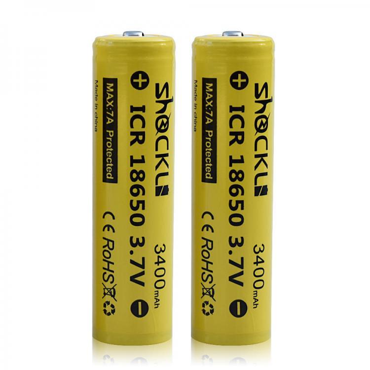 shopping סוללות ומטענים ShockLi 18650 3400mAh Protected Button Top 3.7V Rechargeable Battery for Flashlight E cigs -2pcs+Battery Case