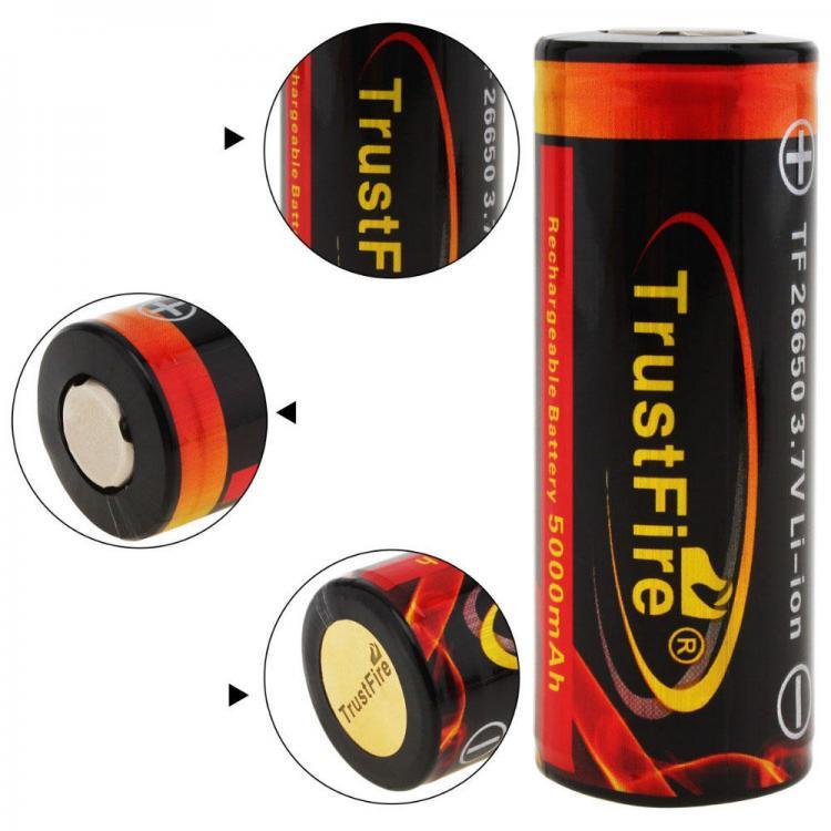 shopping סוללות ומטענים 1Pc TrustFire 3.7V 26650 High Capacity 5000mAh Li-ion Rechargeable Battery With Protected PCB for LED Flashlights Headlamps