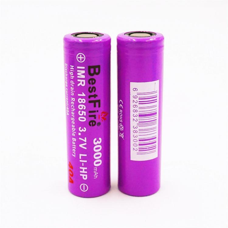 shopping סוללות ומטענים 2PCS BestFire 18650 Battery 3000mAh 40A 3.7V Rechargeable Lithium Battery