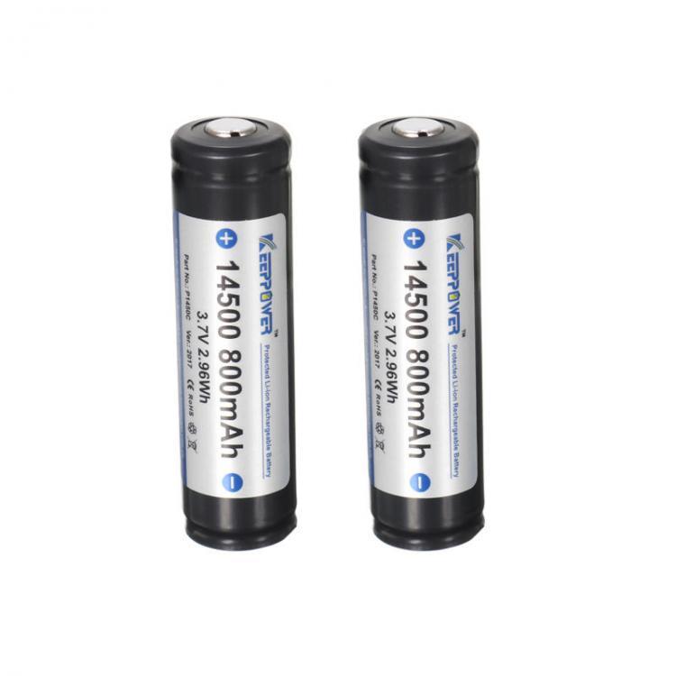 shopping סוללות ומטענים 2pcs KeepPower P1450C 3.7V 800mAh Protected Rechargeable 14500 Li-ion Battery
