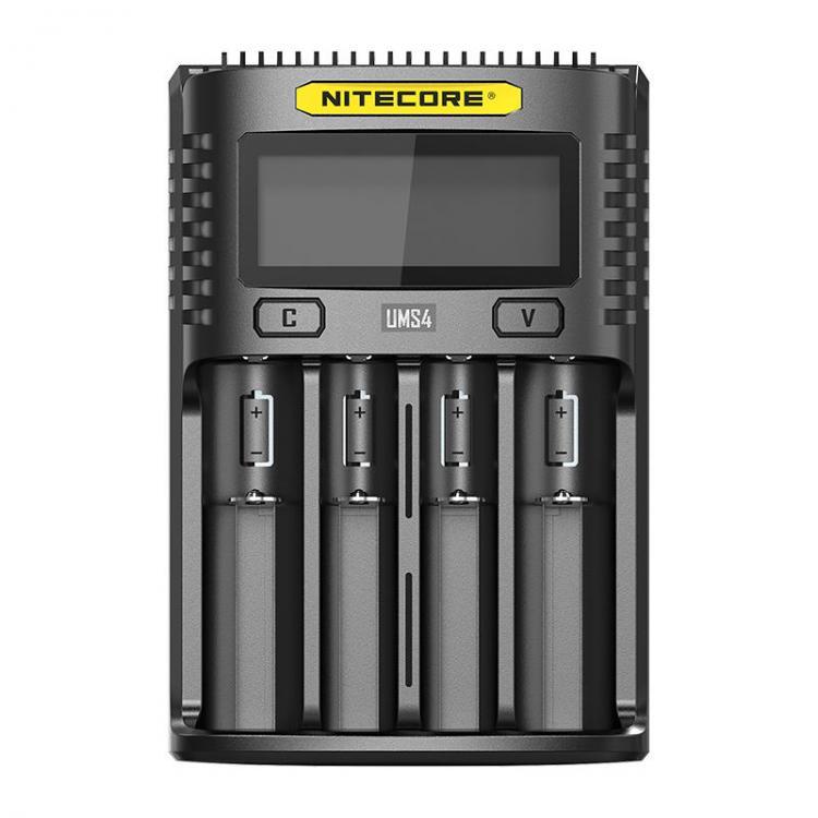 shopping סוללות ומטענים NITECORE UMS4  USB Battery Charger LCD Screen Smart 3Modes Charging For Almost All Battery Types