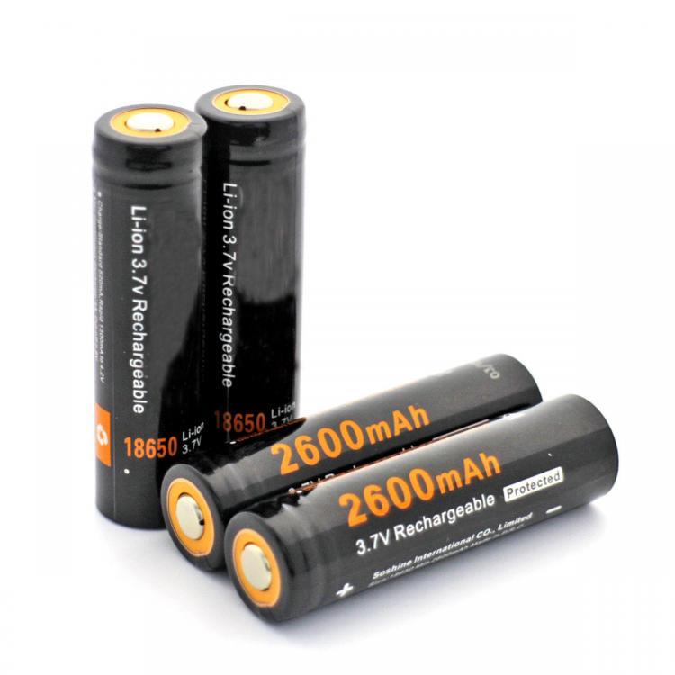shopping סוללות ומטענים 2Pcs Soshine 18650P 2600mah 3.7v 18650 Li-ion Lithium Battery With Protected PCB + Battery Case