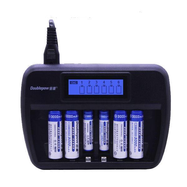 shopping סוללות ומטענים Doublepow K66 6 Slot Quick Charge AA AAA Rechargeable Battery Charger with LCD Display