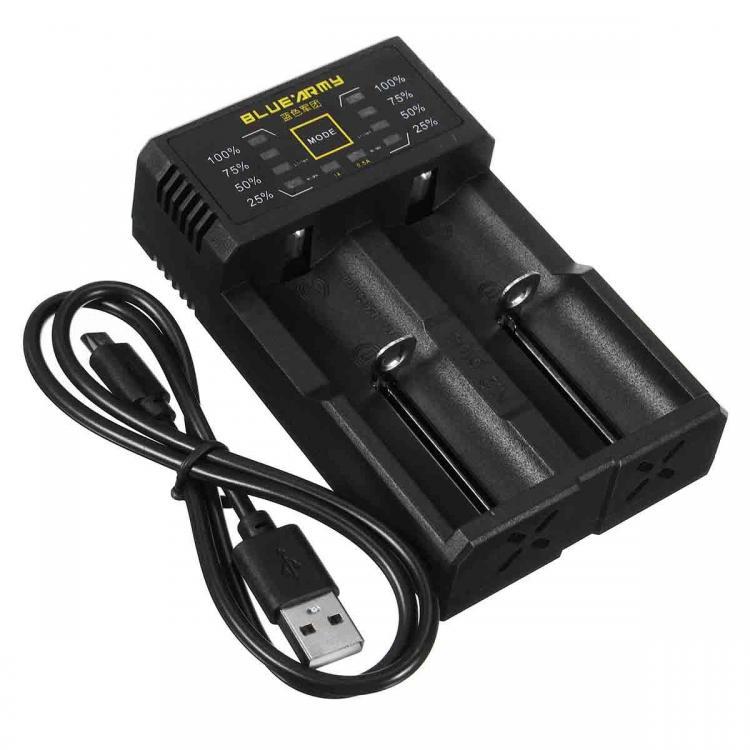 shopping סוללות ומטענים Blue Army N1/N2 Plus Smart Battery Charger Single Double Slot for IMR/Li-ion/Ni-MH/Ni-Cd 26650 18650