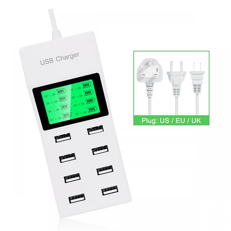 shopping סוללות ומטענים USB Plug 8-Port USB Wall Charger With UK EU US Travel Adapter For Phone