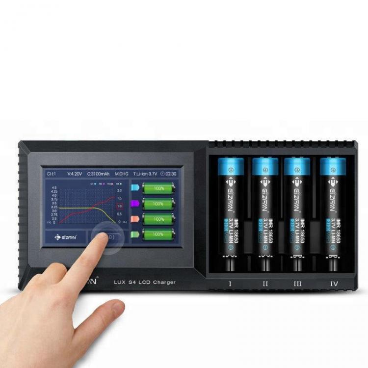 shopping סוללות ומטענים Eizfan LUX S4 4 Slots LCD Touch Screen Charger Battery Charger For 18650 21700 20700 AA AAA