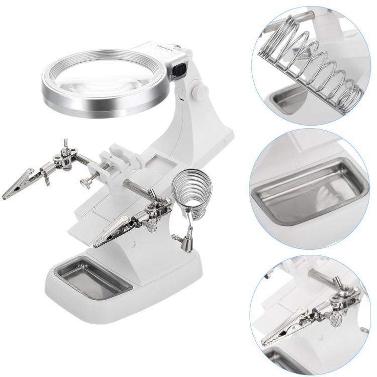 shopping כלים מקצועיים DANIU  Multifunctional Welding Magnifier LED Helping Hand Soldering Iron Stand Magnifying Lens Magnifier Clamp Tool