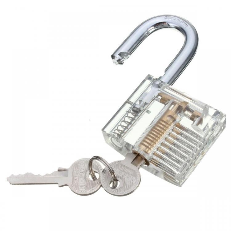 shopping כלים מקצועיים Transparent Cutaway Inside View Of Practice Padlock Lock Locksmith Trainer Skill Pick with Two Keys